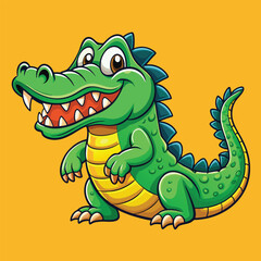 A minimal Alligator cartoon vector on isolated background 