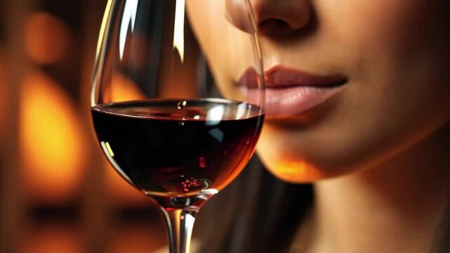 Image of a happy wine taster using his nose to smell the product from a wine glass. In the basement with the tank in the background