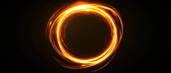 Fire circle with light trail glow effect. Isolated magic flare ring with motion blur vector illustration. Power and energy bright orange twirl portal. 3d speed lines border asset for game