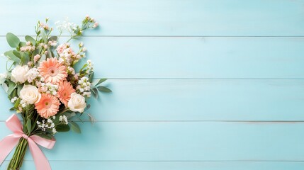 Background with flowering branches of plums, cherries, copy space