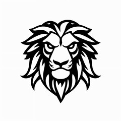 Obraz premium stylized black lion's head. The design emphasizes the lion's facial features, including its intense eyes and prominent mane, which is depicted with flowing lines that create a sense of movement