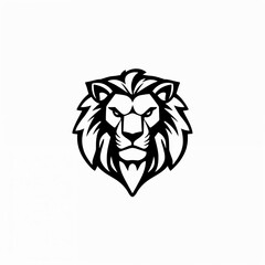 Obraz premium stylized black lion's head. The design emphasizes the lion's facial features, including its intense eyes and prominent mane, which is depicted with flowing lines that create a sense of movement