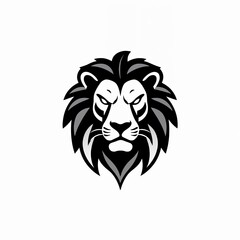 Fototapeta premium stylized black lion's head. The design emphasizes the lion's facial features, including its intense eyes and prominent mane, which is depicted with flowing lines that create a sense of movement