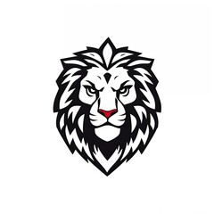 Fototapeta premium stylized black lion's head. The design emphasizes the lion's facial features, including its intense eyes and prominent mane, which is depicted with flowing lines that create a sense of movement