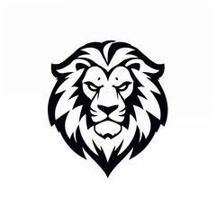 Fototapeta premium stylized black lion's head. The design emphasizes the lion's facial features, including its intense eyes and prominent mane, which is depicted with flowing lines that create a sense of movement