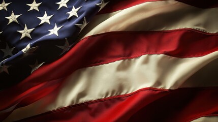 Majestic American Flag Draped in Dramatic Lighting