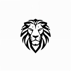Obraz premium stylized black lion's head. The design emphasizes the lion's facial features, including its intense eyes and prominent mane, which is depicted with flowing lines that create a sense of movement