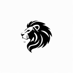 Obraz premium stylized black lion's head. The design emphasizes the lion's facial features, including its intense eyes and prominent mane, which is depicted with flowing lines that create a sense of movement