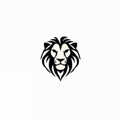 stylized black lion's head. The design emphasizes the lion's facial features, including its intense eyes and prominent mane, which is depicted with flowing lines that create a sense of movement