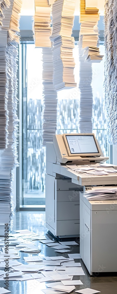 Poster office paperwork overflow.