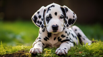 Dalmatian puppy with black and white spots