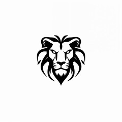 stylized black lion's head. The design emphasizes the lion's facial features, including its intense eyes and prominent mane, which is depicted with flowing lines that create a sense of movement