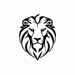 stylized black lion's head. The design emphasizes the lion's facial features, including its intense eyes and prominent mane, which is depicted with flowing lines that create a sense of movement