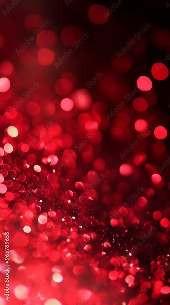 Poster bokeh effect with vibrant red circles, abstract background. festive and romantic concept