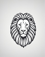 Obraz premium stylized black lion's head. The design emphasizes the lion's facial features, including its intense eyes and prominent mane, which is depicted with flowing lines that create a sense of movement
