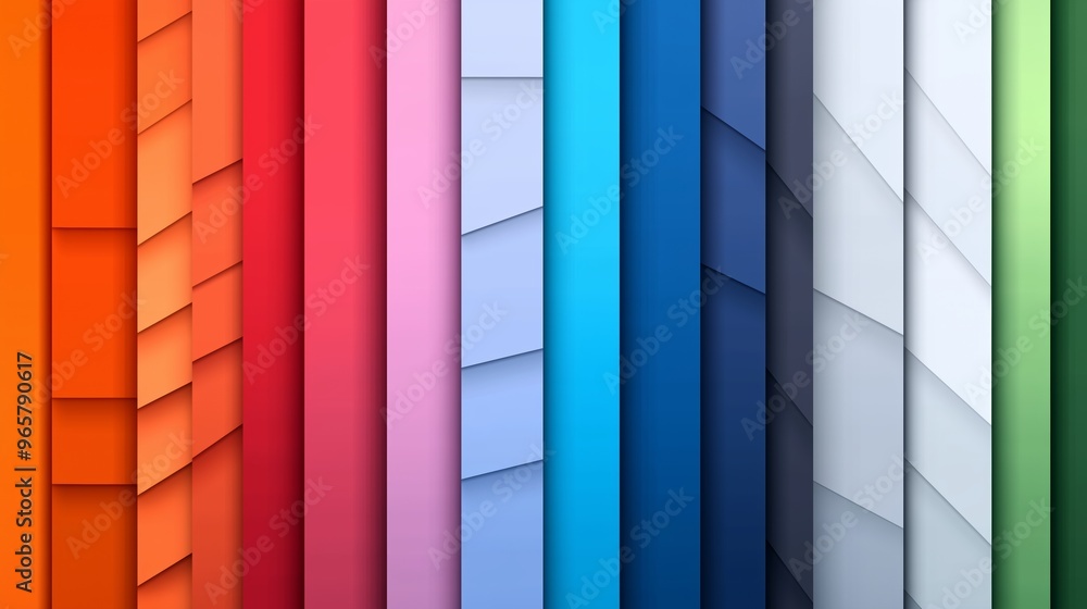 Poster a row of colorful paper strips with a rainbow of colors. the strips are arranged in a row, with the 