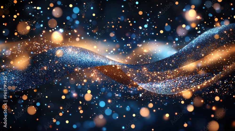 Poster abstract shimmering waves of light and color create a captivating effect against a dark background