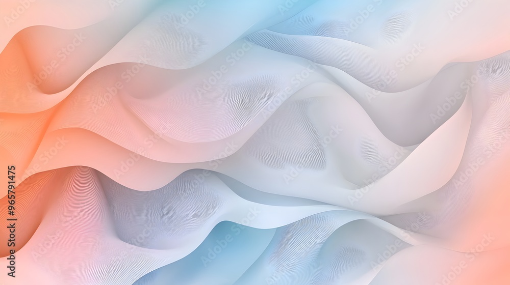 Poster soft overlapping wavy lines abstract background in pastel tones
