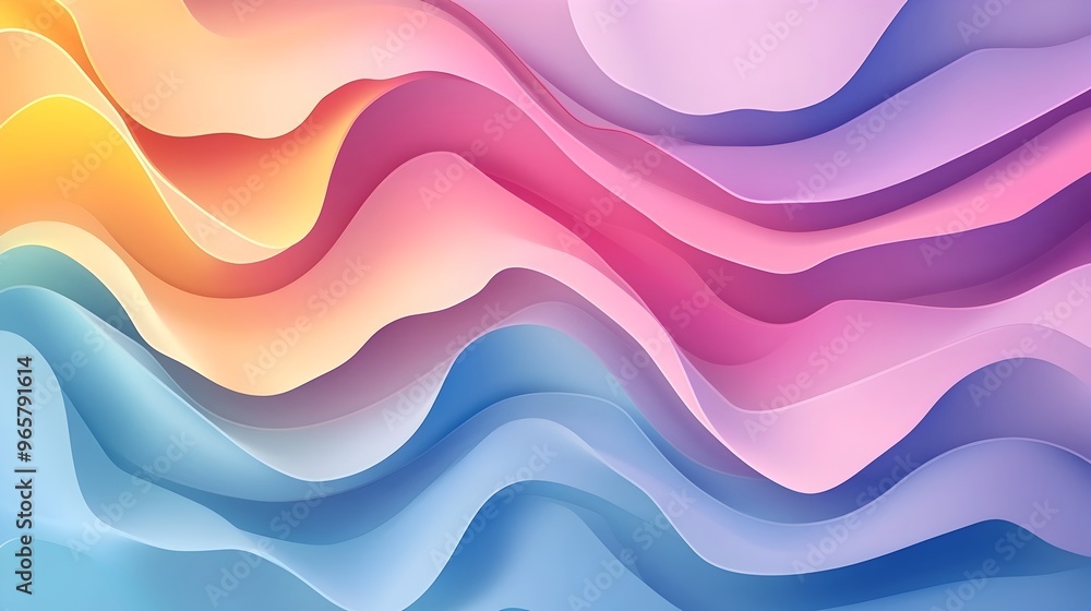 Poster Mesmerizing Abstract Wave Pattern in Gradient Hues Minimal Modern Digital Art Design