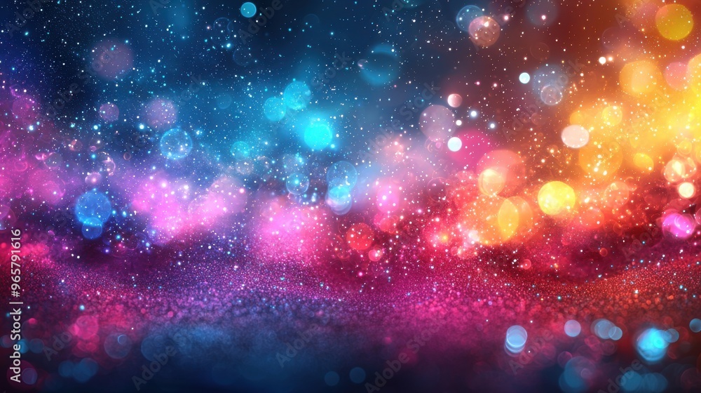 Aufkleber a vibrant array of colorful bokeh lights shimmering against a dark background creates a warm and fes