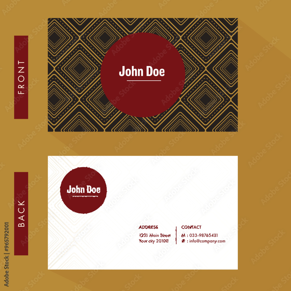 Poster trendy business card template with double-side in abstract geometric pattern.