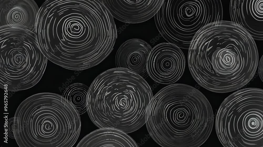 Poster abstract black and white circular patterns showcasing modern design elements and artistic creativity