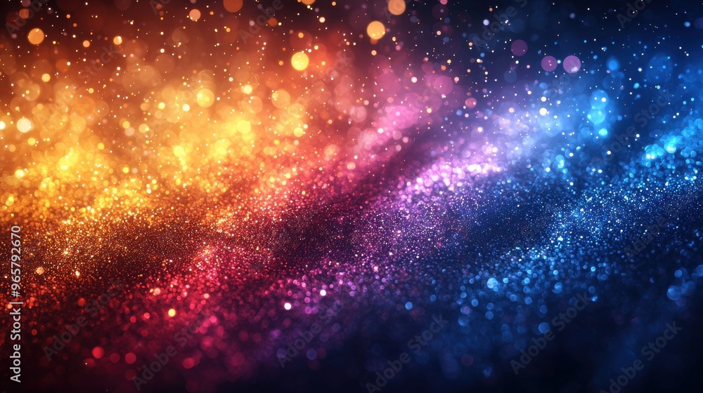 Aufkleber vibrant mix of colorful particles shimmering against a dark background in an abstract display