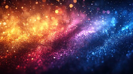 Fototapeta premium Vibrant mix of colorful particles shimmering against a dark background in an abstract display
