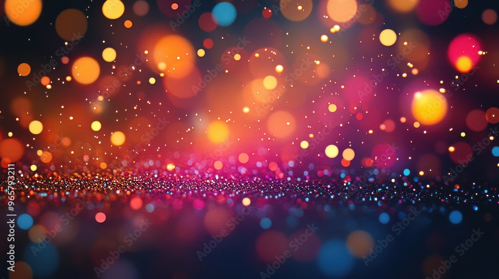 Poster colorful abstract background with vibrant bokeh lights illuminating a soft surface during nighttime