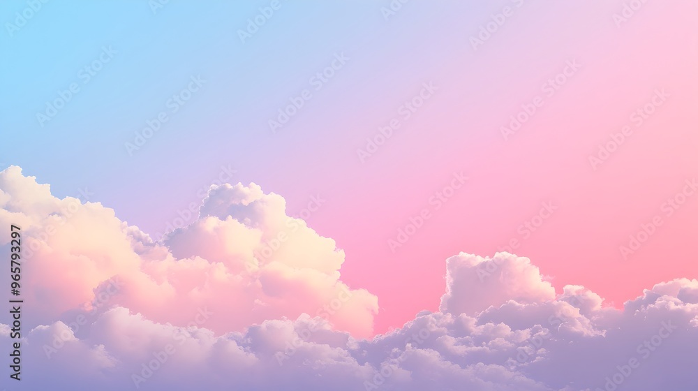 Poster serene gradient sky with minimal soft clouds ethereal digital