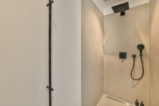 Modern Bathroom Interior with Shower and Fixtures