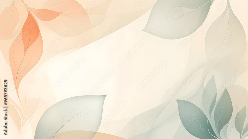 Poster soft and serene nature-inspired abstract leaf pattern background