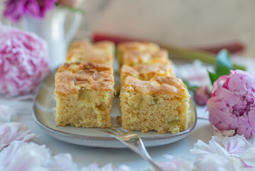delicious rhubarb tart with sugar