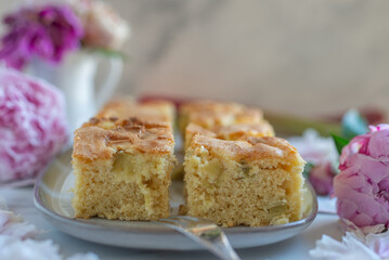 delicious rhubarb tart with sugar