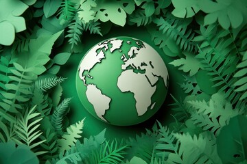 Global Sustainability Movement - Paper Cut Globe and Eco-Friendly Icons