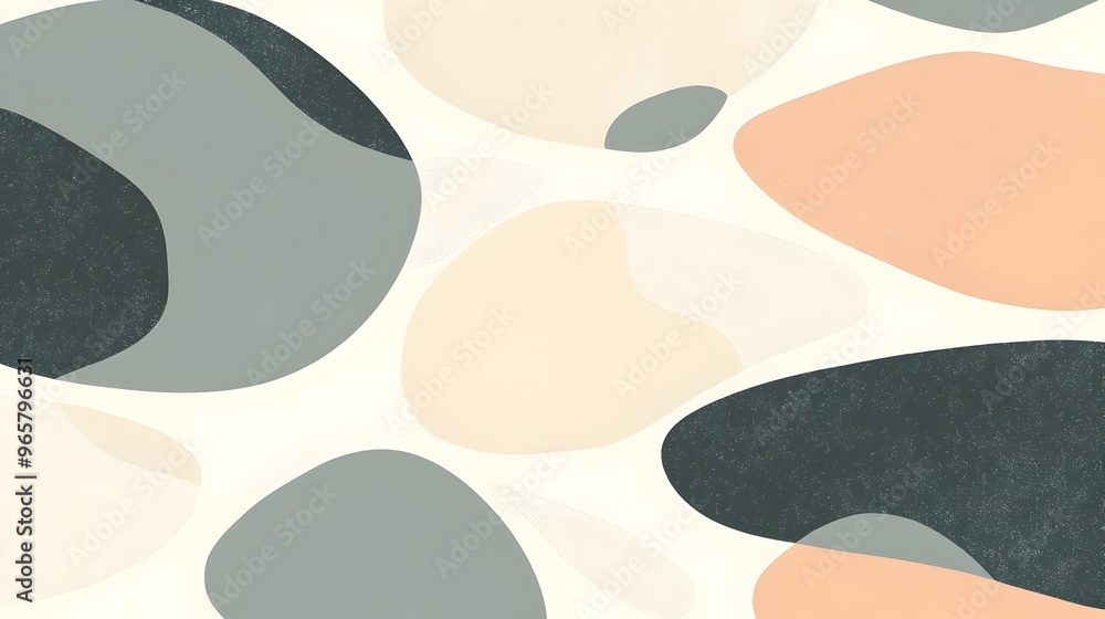 Poster Soothing Pebble-Inspired Abstract Background with Soft Gradient Shapes