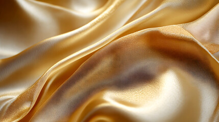 Obraz premium The textured surface of satin fabric with gold accents, gently rippling under soft lighting, radiating elegance