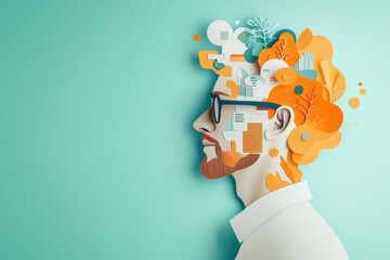 Futuristic Paper Cut Style Illustration of AI-Driven Personalization in Business - Computer Analyzing Customer Behavior and Creating Personalized Products