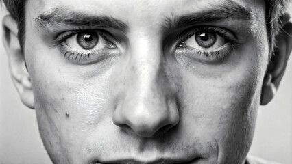 Naklejka premium Close-up portrait of a face with flawless skin, looking at camera