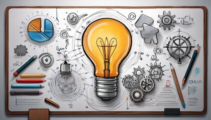 Support and change tools illustrated in whiteboard style, with a lightbulb symbolizing innovative ideas