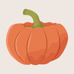 Orange pampkin. Autumn harvest. For halloween and thanksgiving day design. Vector doodle cartoon background