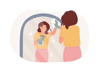 Dusting off isolated cartoon vector illustrations.