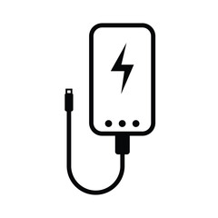 Power Bank Icon with Charging Cable - Portable Battery Symbol