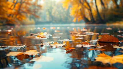 Lake with stunning autumn foliage