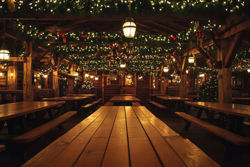 Lively Beer Hall at Oktoberfest with Festive Decorations  