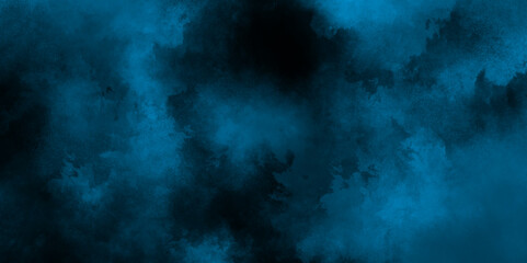 Abstract blue smoke on black background, Beautiful abstract colorful multicolor texture, Abstract background with soft and bright blue grunge watercolor, old style dark blue grunge texture.