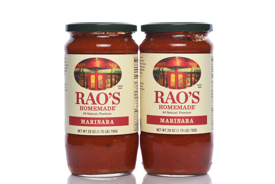 IRVINE, CALIFORNIA - 6 SEPT 2024: Two jars of Raos Homemade Marinara Sauce.