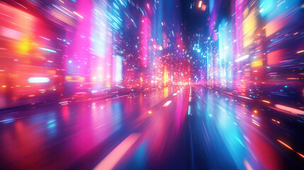 Neon Fantasy Background,  A colorful digital background featuring vibrant neon lights and surreal elements, creating a striking and energetic visual experience