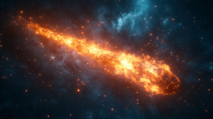 Jet Fuel Trail or Comet Streak: A Fiery Meteor, Rocket Launch, or Supernatural Event Racing Through the Sky with a Glowing Vapor Trail of Light and Fire