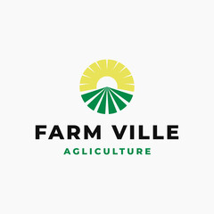 Agriculture Farm Logo. Vector logo design for agriculture farming, wheat farm, farm field, natural harvest, farmer association and more.